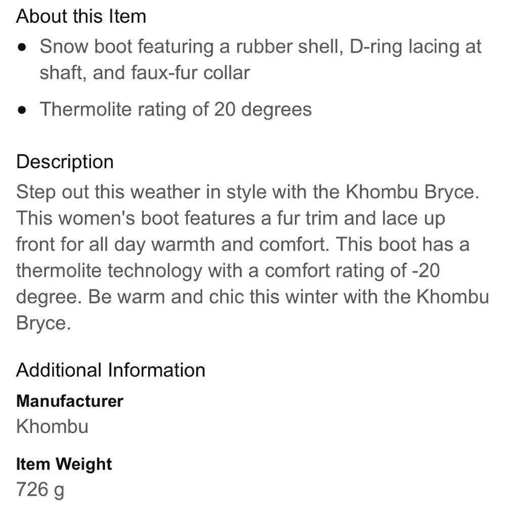 Koomba “Bryce” black and grey snow boots. Size 7